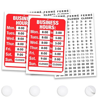 ASSURED SIGNS Business Hours Sign for Glass Door, 11.7 x 7.7 Inch, 2 Pack