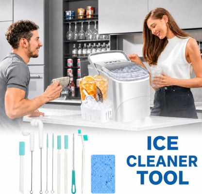 Ice Maker Cleaning Brush Set, 12-Piece Tube & Pipe Cleaning Brushes, Nylon Detail Brushes with Scrub Sponge for Ice Machines, Coffee Makers, Drain Lines & Crevice Cleaning Kit