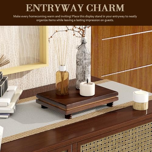 EOSAHR Acacia Wood Riser: Display Stand for Bathroom Counter, Dark Brown - color: Dark Acacia Wood