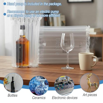 12"x200' Bubble Cushioning Wrap Roll for Packing Bubbles Packing Supplies Inflatable big bubble wrap with Pump Air for Shipping Moving Bottle Travel Protector Bags Heavy Duty
