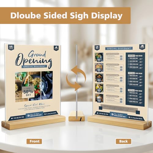 Comix 8.5x11 Inch Acrylic Sign Holder with Wood Base, 12 Pack Flyer Holder - size: 12 Pack 8.5x11 inches (T/L)