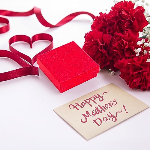 Gift Box Necklace Earring Ring Box Gift Box,12 Pieces Square Cardboard Jewelry Gift Boxes,Cotton Filled Cardboard Paper Jewelry Box Gift Case (3.5x3.5x1.25 Inches) (Red) - color: Red