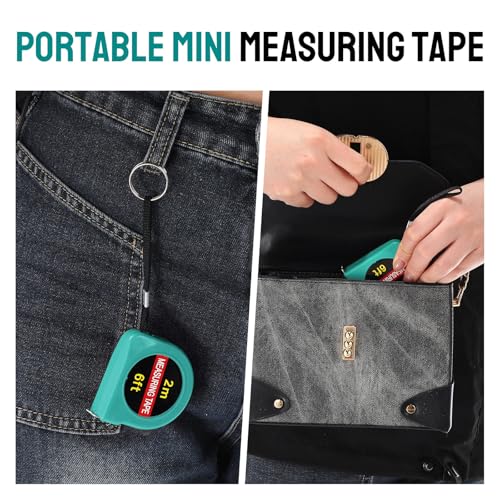 Copkim 50 Pcs 6 ft Mini Tape Measure Retractable Bulk,Water Green - color: Water Green