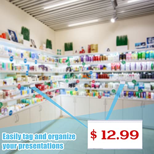 Qunclay 100 Pcs Glass Shelf Label Holders Clear Plastic Clip on for Wood