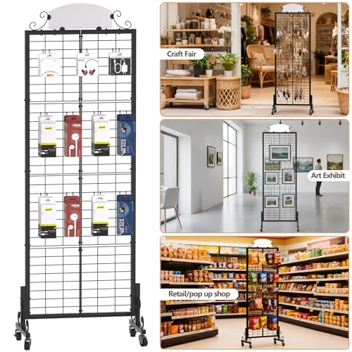 Urban Deco 2.2'x6.2' FT Gridwall Panel Display Stands with 8 Hooks - style: 1 Set