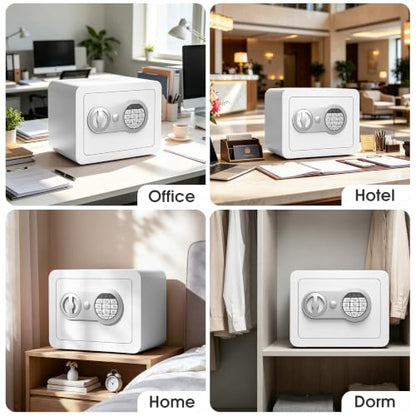 Small Safes for Home Small Safe Box Mini Safe with Coin Slot Personal Safes for Money Cash Documents Kids Safety Box with Digital Keyboard & Sensor Light Caja Fuerte Para Dinero 0.23 Cubic (white) - color: white