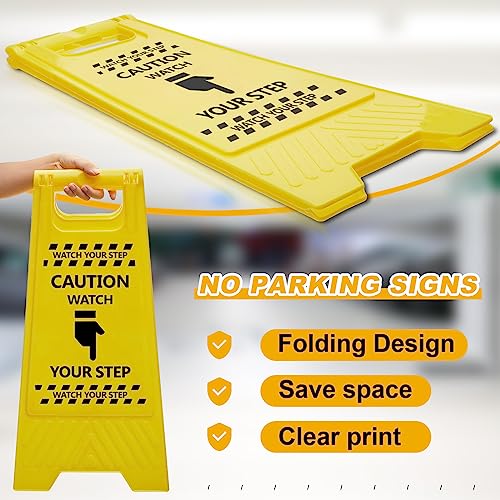 3 Pcs 24" Caution Watch Your Step Sign, Wet Floor Signs, Bright Yellow