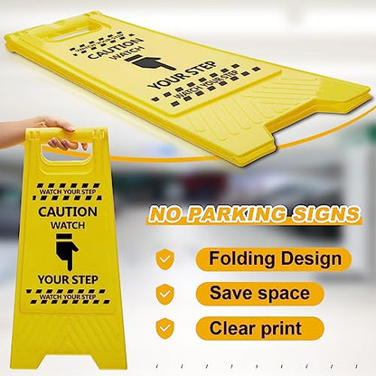 3 Pcs 24" Caution Watch Your Step Sign, Wet Floor Signs, Bright Yellow