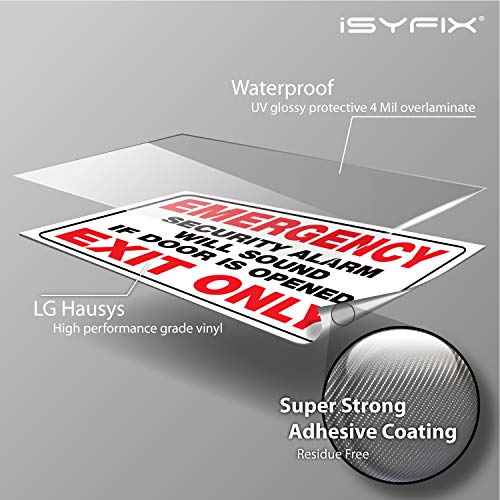 iSYFIX Emergency Exit Only Stickers, 10x7 Inch, 2 Pack, WHITE - color: WHITE