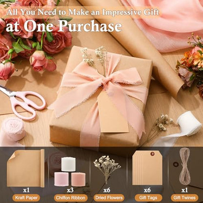Suncalla 16 Pcs Wrapping Paper Set 16 Inch x 16 ft Elegant Neutral, Pink - color: Pink