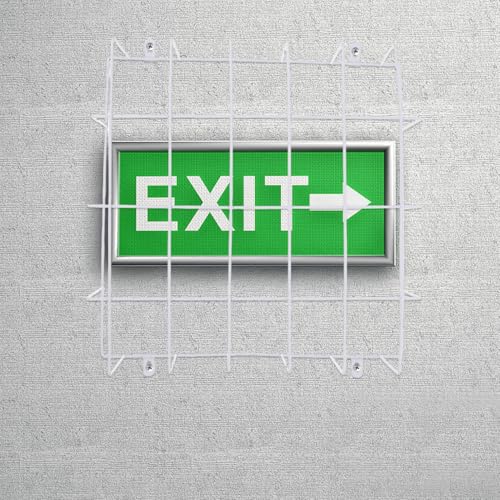 Alasum Wire Guard for Exit Sign Emergency Light Steel Wire Mesh for Exit Signs Wall Mounted Emergency Protective Cover Safety Guard 11.81 X 11.81 X 2.83 in White