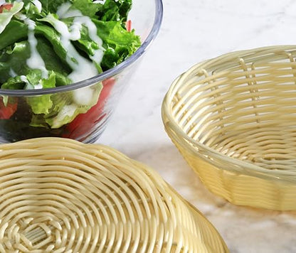 New Star Foodservice 44218 Commercial-Grade Plastic Food Serving Baskets, 9 x 4.25 x 2 Inch Oblong Hand Woven Polypropylene Baskets with Steel Support Frame, Natural, Set of 12 - color: Natural (Oblong), size: 9" x 4.25" x 2"