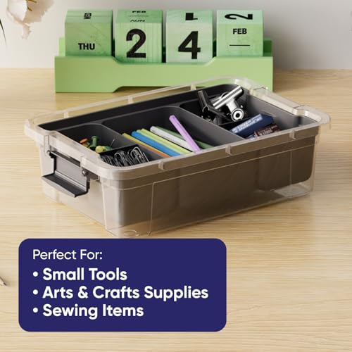 Superio Storage Container Organizing Bin with Removable Tray Plastic Tools, Sewing, Crafts Box, 4.5 Qt. - size: Small 4.5 Qt. Flat