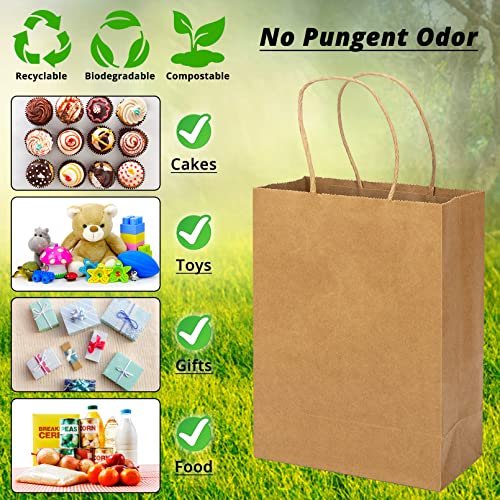 HavrePac Gift Paper Bags with Handles 5.9x3.15x8.26 inch 100 Pack Brown - color: Brown