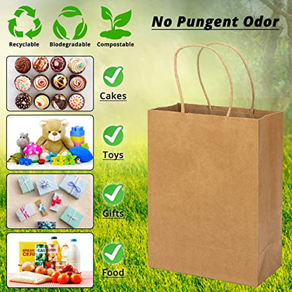HavrePac Gift Paper Bags with Handles 5.9x3.15x8.26 inch 100 Pack Brown - color: Brown