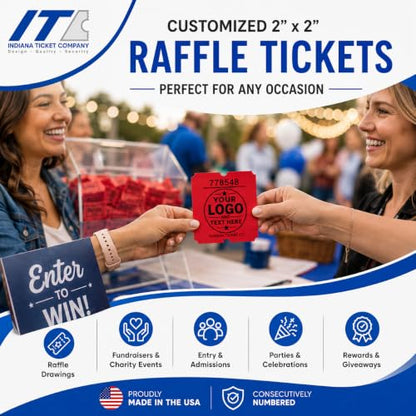 Custom Printed Raffle Tickets, 2x2 Single Roll, 2000 Tickets, Made in USA - size: 2 X 2 (Single)