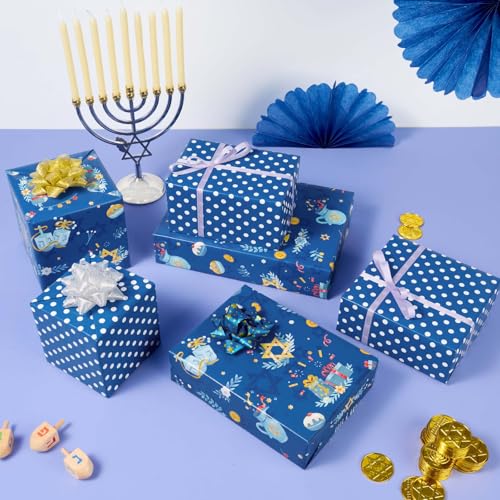 WERNNSAI Hanukkah Wrapping Paper 33 ft Star Chanukkah Wrapping Paper - color: Chanukah
