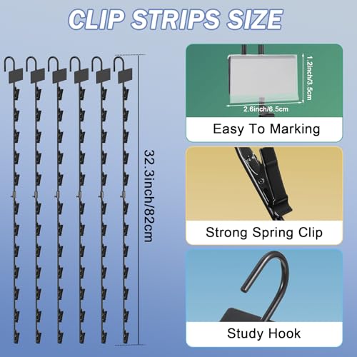 Hanging Chip Clip Strips for Merchandising with Hooks, 32 inch Chip Display Rack Stand 72 Clips Potato Chip Bag Holder with Label Headers Metal Retail Display Rack for Snack Candy 6 Pcs Black - size: 6Pcs-Black