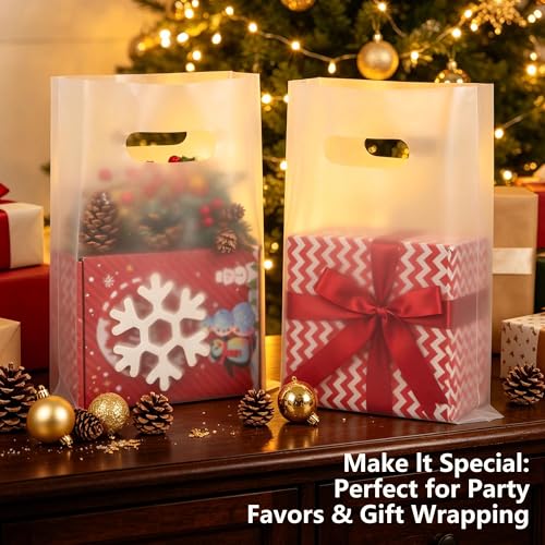 VieFantaisie 50 PCS Clear Plastic Gift Bags, 9" x 12" Goodie Bag for Candy Treat Craft, Party Favor Bags with Die Cut Handles for Birthday Party, School Events & Small Business, Retail - color: Clear-50PCS-8x11Inch