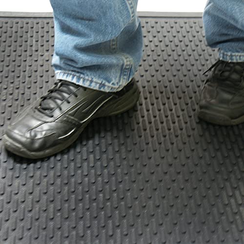 Rubber-Cal "Dura-Scraper Linear" Commercial Rubber Entrance Door Mat - 3/8 in x 3 ft x 5 ft - Black - size: 60"L x 36"W x 0.3"Th