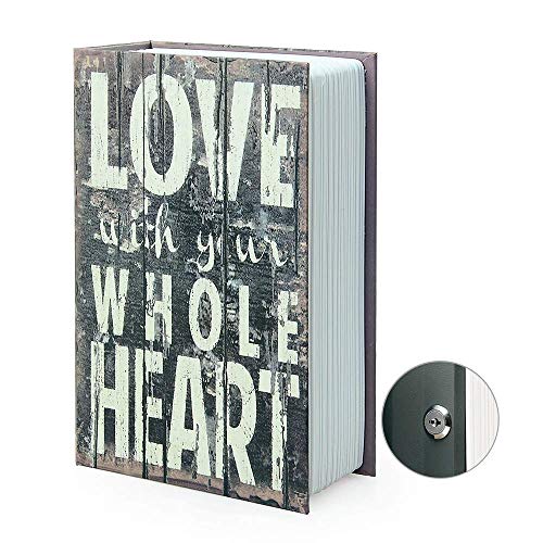 Small Sized Diversion Book Safe Storage Box, Dictionary Secret Hidden Box With Security Combination Lock/Key (Key, Love) - style: Love-Key