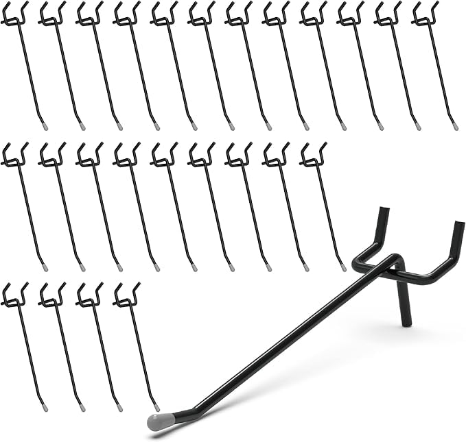 HUHOLE 50 Pack 4 Inch Black Pegboard Hooks Metal Hangers - color: Black, size: 4 Inch