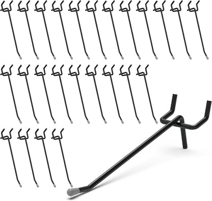 HUHOLE 50 Pack 4 Inch Black Pegboard Hooks Metal Hangers - color: Black, size: 4 Inch