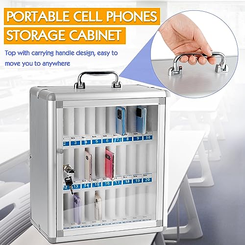 30 Slots Aluminum Alloy Cell Phone Locker, Phone Holder for Classroom - size: 30 Slots Transparent