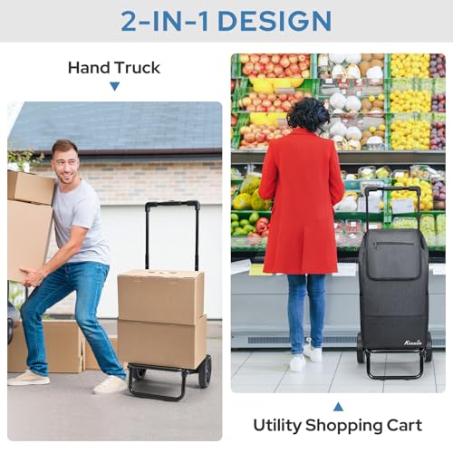 KEDSUM 2-in-1 Shopping Cart, 330LB Foldable Grocery Cart with Wheels,Black - color: Black