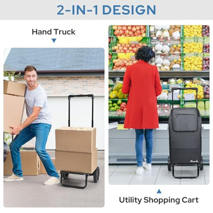 KEDSUM 2-in-1 Shopping Cart, 330LB Foldable Grocery Cart with Wheels,Black - color: Black