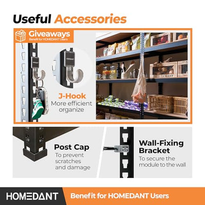 HOMEDANT Black 28" W 5 Tier Storage Shelves Garage Shelving Unit Metal - color: Black, size: 28"W x 12.3"D
