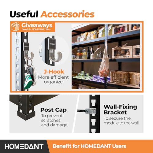 HOMEDANT Black 28" W 5 Tier Storage Shelves Garage Shelving Unit Metal - color: Black, size: 28"W x 12.3"D