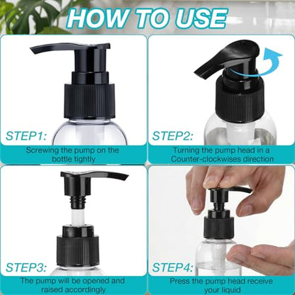 Nuenen 48 Pcs 4oz/120ml Lotion Bottles with Pump, Black and Clear - color: Black and Clear