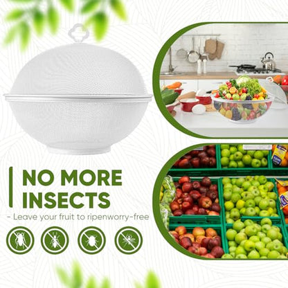 Fruit Fly Proof Fruit Storage Basket, Metal Mesh Fruit Bowl w Lid,White1PCS - color: white/1PCS