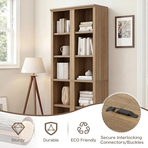 Narrow Bookshelf, 5-Tier Adjustable Shelves, 72.5" - color: Oak