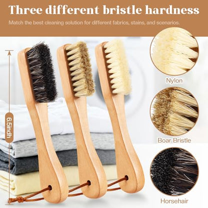 3 Pcs Wooden Laundry Stain Brush Stain Remover Dauber Brushes with Square Head Boar Bristle Small Stain Brush for Clothes for Scrubbing Stains from Furniture Fabric Leather(3 Pcs H) - style: 3 Pcs H