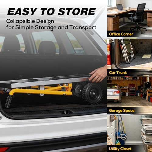 LDHTHOPI 4 in 1 Convertible Hand Truck Dolly, 850Lbs Max Load Capacity - color: Yellow, size: Large-Steel