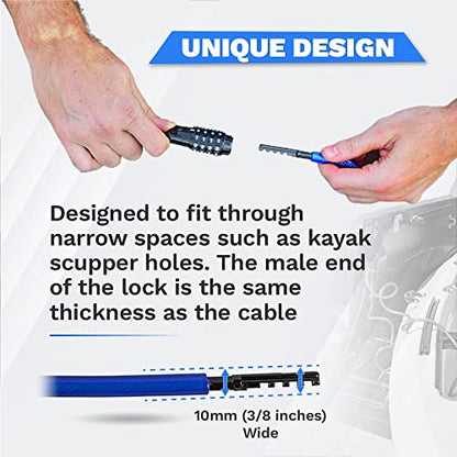 DocksLocks Weatherproof Straight Security Combination Bike Cable Lock, 10ft - size: 10ft