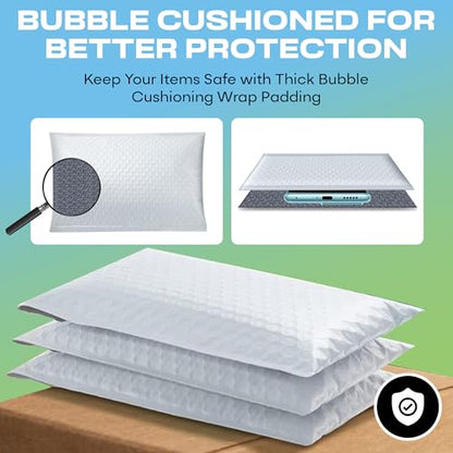 Arctic White Bubble Mailers 6x10 Poly Padded Envelopes #0, 250 Pack - color: Arctic White, size: 6"x10" / 250 Pack