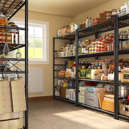 DurayLoly 5-Tier Metal Shelving with Hooks & Side Panel for Kitchen Pantry - size: 36" W x 12" D x 60" H (4T)