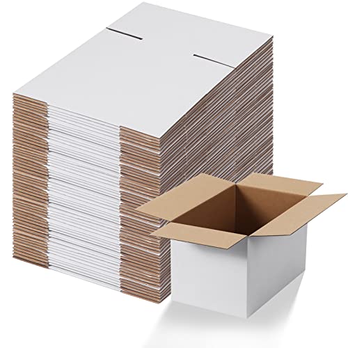 Calenzana 10x6x6 Shipping Boxes Set of 40, White Corrugated Cardboard Box for Mailing Packing Gifts Small Business - size: 10x6x6, style: 40 Pack
