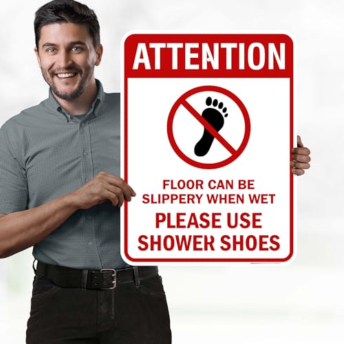 Attention Floor Can Be Slippery When Wet Sign, 18x24 Inches, Rust Free .063 Aluminum, Fade Resistant, Made in USA by My Sign Center - size: 18x24 Aluminum