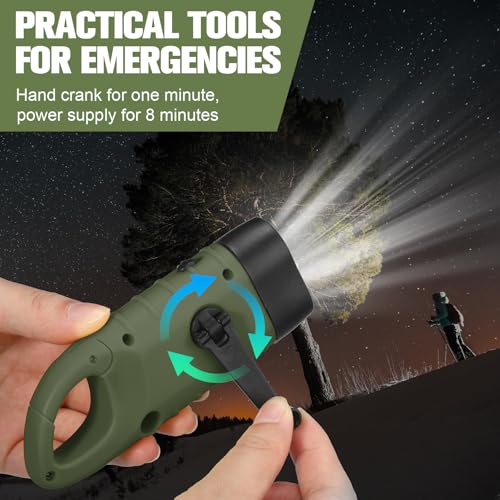 Mudder 6 Pack Hand Crank Flashlights Solar Powered Flashlight, Green - color: Green