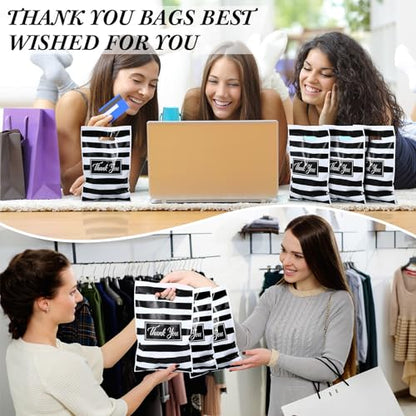 Jeyiour 300 Pcs Thank You Plastic Bags with Handles for business,Stripe - style: Stripe