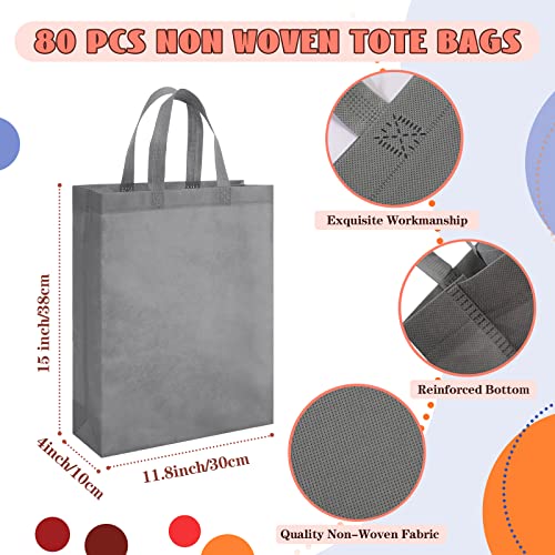 Amylove 80 Pcs Non Woven Tote Bags Bulk Large Reusable Gift Bag Reusable Grocery Bags, 15 x 11. 8 x 4 Inches - color: Multicolor