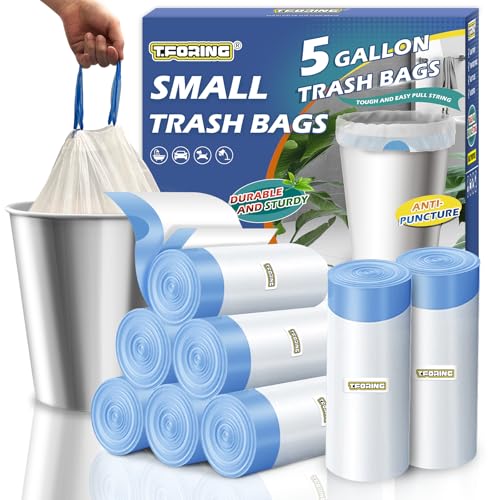 Small Trash Bags 5 Gallon Drawstring,1.1 Mil,Unscented,240 Count - color: 5gal-240