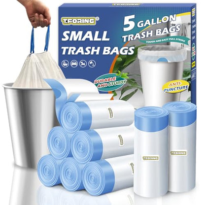 Small Trash Bags 5 Gallon Drawstring,1.1 Mil,Unscented,240 Count - color: 5gal-240