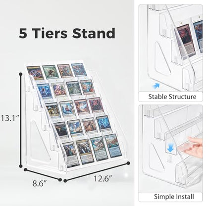 DEEIF 5 Tier Acrylic Trading Card Display Stand for Sports Cards, 1 Pack - size: 5 Tier, 1 Pack