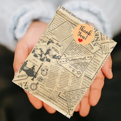 Novel Box 100 Pack Newsprint Kraft Print Flat Merchandise Bags 6x9 in - color: Newsprint Kraft, size: 6" x 9" Inches