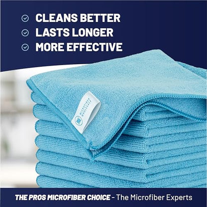 MW Pro Microfiber Cleaning Cloth | Blue | 12 Pack | 16” x 16” | All Purpose Microfiber Towels - Clean, Dust, Polish, Scrub, Absorbent - color: Blue
